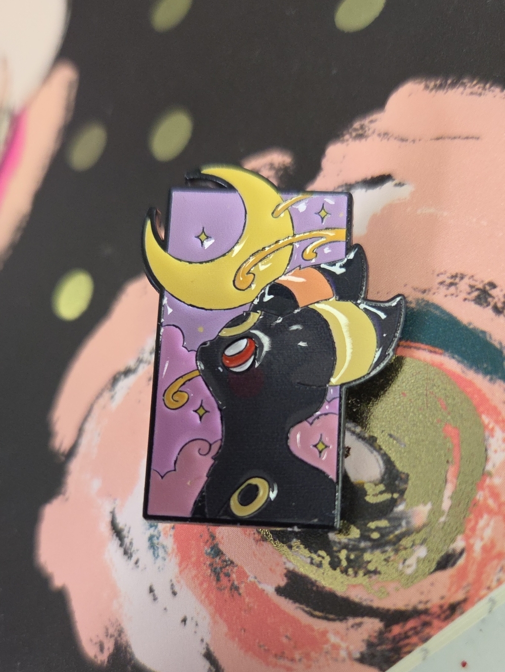 Pokemon Umbreon Moon Cat Enamel Pin - Black, Purple & Gold
